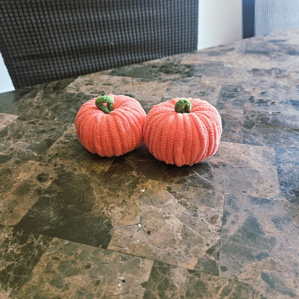 Orange Plush Pumpkin Decor Set